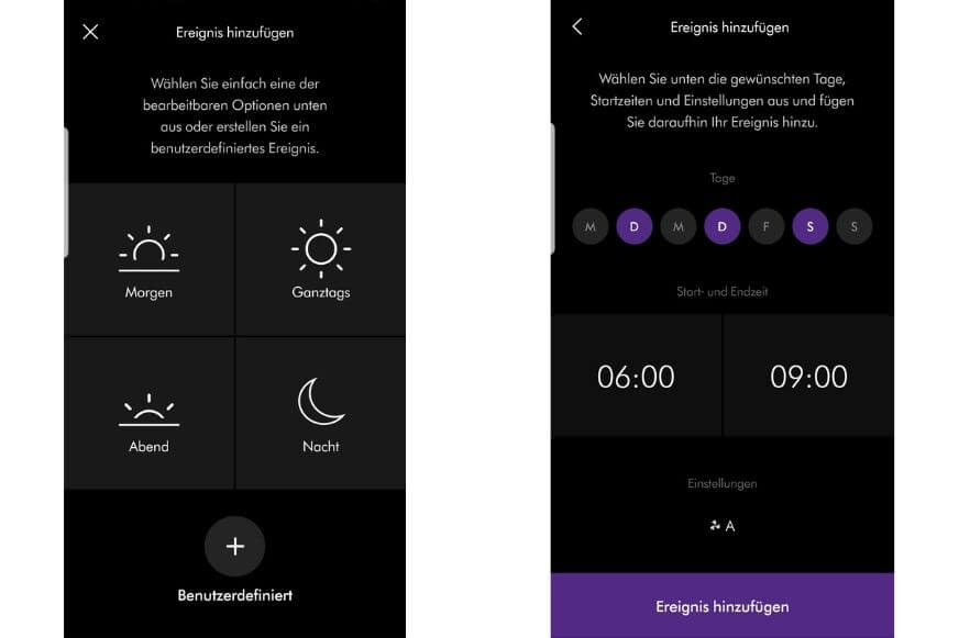 In der Dyson Link App kannst Du Timer für den Dyson Pure Cool Link TP02 Luiftreiniger programmieren.